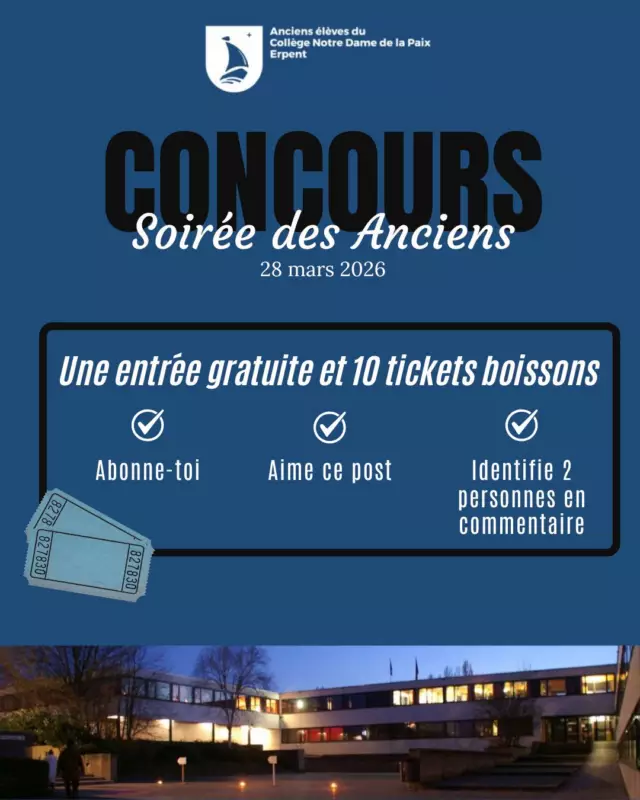 🎉 La Soirée des Anciens, c'est déjà samedi. On vous propose un petit CONCOURS pour entrer doucement dans l'ambiance et rappeler l'événement aux distraits. ❗
Tirage au sort vendredi à 16h30 😊
(1 gagnant·e sur Instagram, 1 gagnant·e sur Facebook)